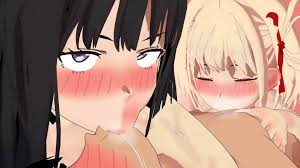 Takina and Chisato blowjob and frenchkissing