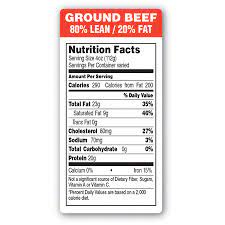 That 1/4 cup represents as much as 600 calories and 60 grams of fat . Epsen Hillmer Nutrition Facts Ground Beef 80 Lean 20 Fat All Florida Paper Headquartered In Miami Fl