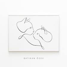 Two Cats Line Art Minimalist Cat Art Cat Line Drawing Etsy Line Art Drawings Line Art Dog Line Art