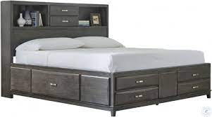 Bed frames, in particular with storage drawers, are normally expensive; Caitbrook Gray Full Bookcase Storage Bed From Ashley Coleman Furniture