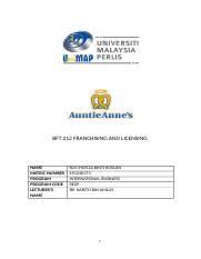 Gd express sdn bhd no 19 jalan tandang, 46050 petaling jaya, selangor darul ehsan malaysia. Auntie Anne S Docx Bft 212 Franchising And Licensing Name Matric Number Program Program Code Lecturer U2019s Name Ros Syafiza Binti Roslan 191240373 Course Hero