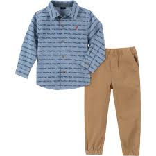 nautica toddler boys button down woven shirt and twill pants