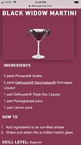 Black Widow Martini Ingredients Pomegranate Juice Schnapps