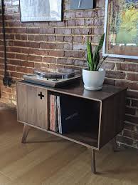Walnut Record Player Cabinet Mid Century Modern Record Player Stand Vinyl Record Storage In Modern Living Room Interior Vinyl Storage Danish Modern Furniture