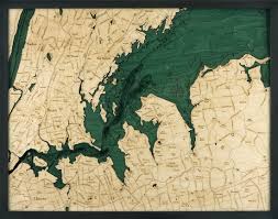 West Long Island Sound 3 D Nautical Wood Chart 24 5 X 31