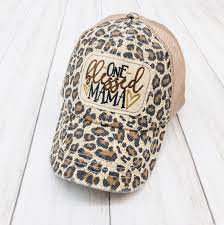 One Blessed Mama Embroidered Glitter Raggy Patch Distressed Leopard Print Trucker Hat Or Messy Bun High Ponytail Cap By Jordansgems Mom Hats Trucker Hat Hats
