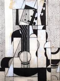 Black And White Still Life Oil Painting Still Life With Guitar By Juan Gris Hand Painted Oil Painting Cubism Art Artwork Painting Guitar Art