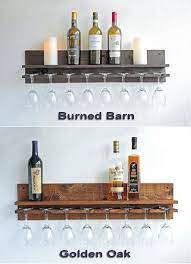 Our Custom Wine Rack Shelf Stemware Glass Holder Makes A Handsome Addition To Any Bar Kitchen Or Dining Area Wall Wine Glass Rack Wine Glass Rack Glass Rack
