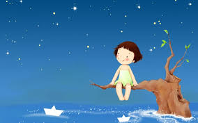 Cartoon Vector Art Girl Ocean Sea Night Mood Trees Boats Sky Stars Cute Wallpapers Hd Desktop And Mobile Backgrounds