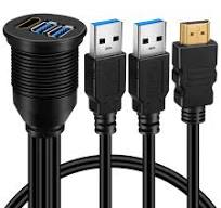 Amazon.com: BATIGE Dual USB 3.0 & HDMI Male to Female Car USB Flush Mount  Extension Cable USB 3.0 Dash Mount for Car Truck Boat Motorcycle - 3ft : ...
