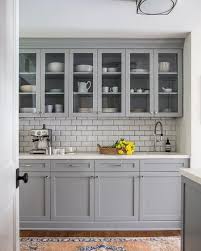 Butlers Pantry Fitted With Gray Shaker Cabinets And A White Subway Tiles Paired Grey Kitchen Cabinets Kitchen Renovation White Subway Tiles Kitchen Backsplash