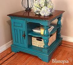 Vintage Two Tone Chunky Side Table Painted Stained Etsy Painting Antique Furniture Distressed Furniture Furniture Restoration