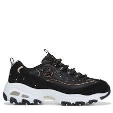 Skechers Women S D Lites Sneakers Black Rose Gold Sketchers Shoes Women Nike Shoes Air Force Womens Sneakers
