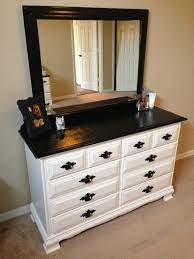 Computer desk with 5 drawers home office writing desk for bedroom student study laptop workstation modern simple makeup vanity table for small space (black and white) 4.5 out of 5 stars 138 $129.99 $ 129. Diy Black And White Dresser Makeover Black And White Furniture Black Bedroom Furniture Black And White Dresser