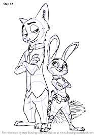 how to draw nick wilde and judy hopps from zootopia drawingtutorials101 com cute disney drawings drawing tutorial coloriage flocon de neige
