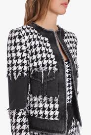 Black And White Checkered Denim Jacket Pin On Elegancia