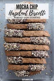 These Mocha Chip Hazelnut Biscotti Are Loaded With Chopped Hazelnuts Chocolate Chips Xmas Cookies Recipes Hazelnut Biscotti Recipe Low Carb Recipes Dessert