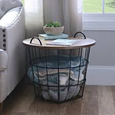 Industrial Wire And Wood Basket Side Table Kirklands Farm House Living Room Industrial Decor Living Room Industrial Farmhouse Decor