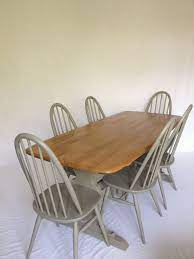 Large Ercol Dining Table And 6 Chairs Hand Painted Ercol Dining Table Dining Table Painted Dining Chairs