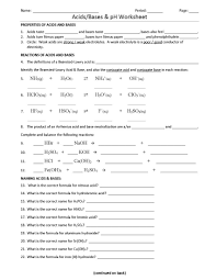 Since there is both acid and base we will assume a 1 mole acid:1 mole base ratio of neutralization. Ph Acids And Bases Worksheet 2020 2021 Eduvark
