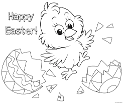 Easy easter egg coloring pages. Happy Easter Chick Egg Coloring Pages Printable