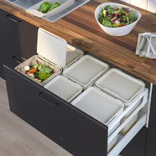 Hallbar Bin With Lid Light Gray Lower Outer Measure Depth 5 3 4 Ikea Ikea Kitchen Cupboard Bin Compost Container
