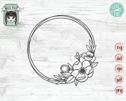 Flower Frame Svg Wreath Svg File Flower Wreath Svg Offset Etsy In 2020 Monogram Frame Flower Frame Floral Monogram