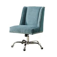 Linon Home Decor Draper Aqua Polyester Office Chair 178404aqua01u The Home Depot In 2020 Upholstered Office Chair Home Office Chairs Swivel Office Chair