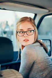 Portrait Women Wearing Glasses Blonde Woman Wearing Glasses, Looking Away  Royalty-free Stock