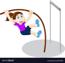 Funny Girl Cartoon Playing High Jump Vector Image On Vectorstock Funny Cartoons Girl Humor Girl Cartoon