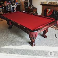 Finished Recovering This 8 Foot Import Pool Table Orange Burgundy Felt Billiards Dkbilliards Playpool Mancave Gamero Man Cave Home Bar Man Cave Play Pool