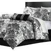 Brandie black/white 100% cotton 200 tc reversible 4 piece comforter set. 1