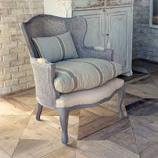 cane wing back lounge chair with cushion furniture farm house living room striped cushions