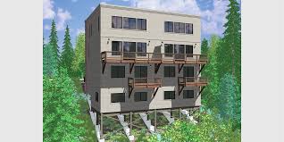 Sloping lot house plans are designs that adapt to a hillside. Modern Town House Plans Duplex House Plans Sloping Lot Plans