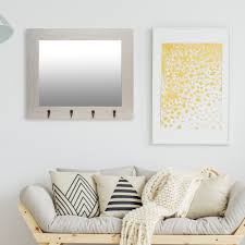 Foyer Mirror With Hooks 26 X22 Washed White By Patton Wall Decor Walmart Com Walmart Com This item features seven hooks, a mirror, and hangs with keyhole hangers.