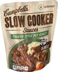 Place thinly sliced celery on the bottom of crock pot, add carrots and quartered potatoes, then roast. Tavern Style Pot Roast Campbell Sauces Campbell S Slow Cooker Sauces Pot Roast Pot Roast Slow Cooker