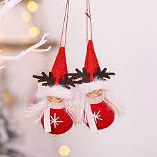 See more ideas about christmas pictures, christmas, vintage christmas. Amazon Com Gemi Christmas Tree Ornaments Set Of 2 Christmas Angel Doll Pendant Tree Hanging Ornaments Cute Felt Christmas Crafts Elves Decorations Handmade Holiday Decor Party Supplies Red Home Kitchen