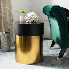 Safavieh Solstice Black And Gold Side Table Black Gold Gold Side Table Round Metal Side Table Glam Side Table