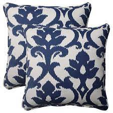 Renee navy blue outdoor throw pillow with jute trim. Navy Bosco Outdoor Pillows Set Of 2 Kirklands