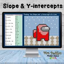 Finding Slope And Y Intercepts Mystery Picture Pixel Art Mystery Pictures Pixel Art 8th Grade Math