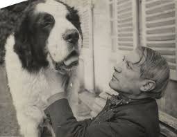 Black And White St Bernard I Love The Many Photographs Of Picasso With His Pooches He Also Had Cats Saint Bernard With Picasso C 1930 Bernard Dog Famous Dogs Saint Bernard