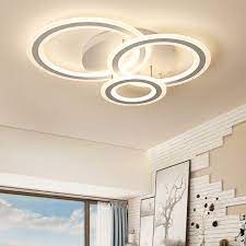In a small kitchen, a single flush mount ceiling light will provide an ample amount of diffused, general light for cooking, eating, and putting groceries away. Modern Lighting Led 3 Rings Semi Flush Mount Ceiling Light For Bedroom Living Room Kitchen
