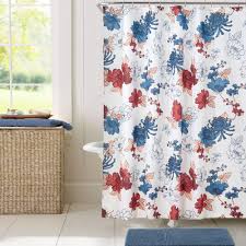 Colorful abstract flower modern floral fractal art shower curtain. Cottage Floral Fabric Shower Curtain Interdesign