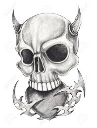 Maybe you would like to learn more about one of these? Art Devil Skull Tattoo Hand Pencil Drawing On Paper Stock Photo Picture And Royalty Free Image Image 69639592