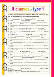 Fill In The Gaps With The Type 1 Conditional Sentences If Clauses Type 1 Conditional Sentence English Grammar English Grammar Worksheets