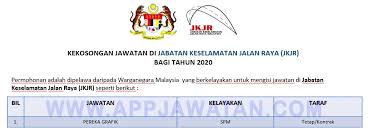 Jawatan Kosong Terkini Jabatan Keselamatan Jalan Raya Jkjr Appjawatan Malaysia