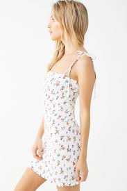 Smocked Floral Self Tie Cami Dress Forever 21 Knit Mini Dress Aesthetic Clothes Cami Dress