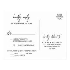 Whimsical Calligraphy Menu Choice Rsvp Postcard Zazzle Com Rsvp Postcard Wedding Rsvp Postcard Song Request