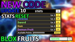 Blox Fruits New Code Stats Reset Youtube