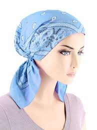 Bandana Paisley Scarf In Sky Blue Chemo Fashion Scarf